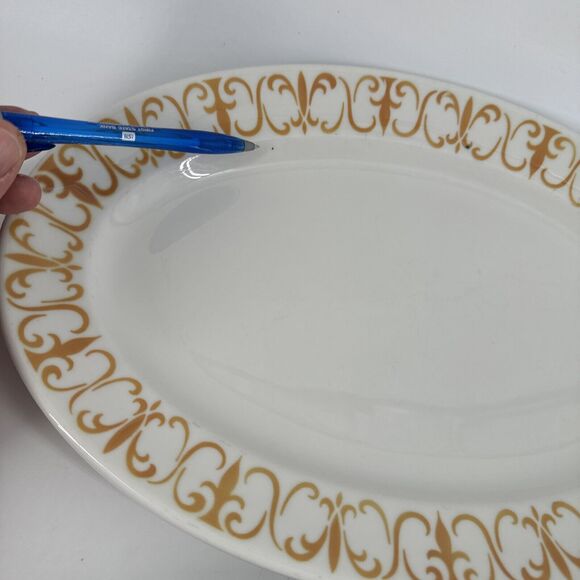 Platters 2 Jackson China Gold Scroll Pattern 13.5" Lx9.25” W Restaurantware MCM - Picture 5 of 16